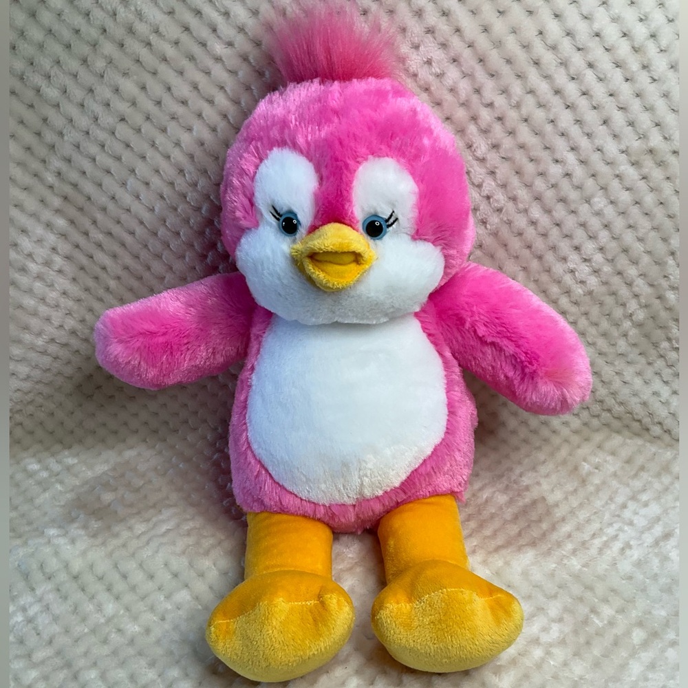 Build A Bear Workshop Pink and White Plush Penguin Stuffed Animal Toy #2
